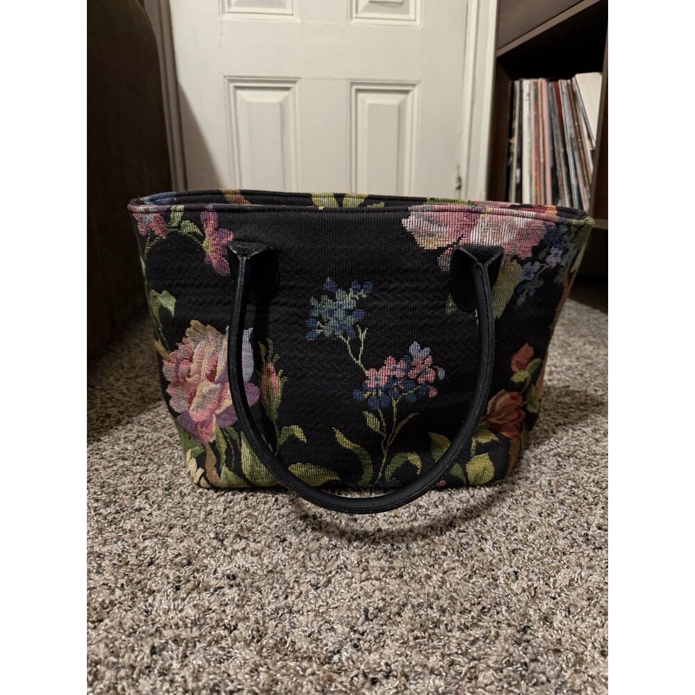 Vintage Smithsonian Heckathorn Floral Tapestry Tote Bag Made in USA
